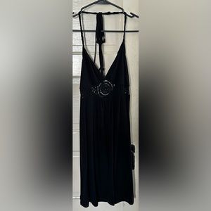 Black dress with lace detail see through mid section